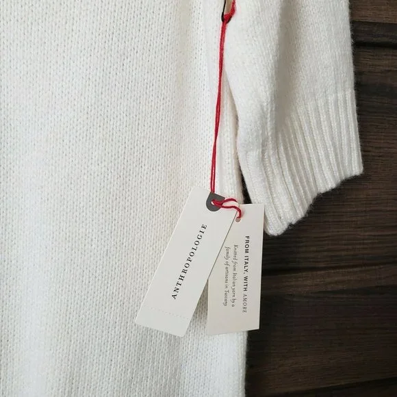 NWT by Anthropologie Short Sleeve Sweater Turtleneck Cream White Soft Size XS - Picture 3 of 11